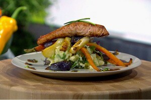 Pastinaak met puree en zalm