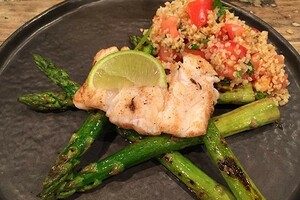 Marokkaanse kabeljauw met bulgursalade