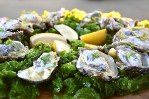Gepocheerde oesters in champagnesaus