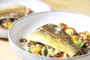 Gebakken kabeljauw met parelcouscous