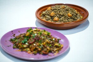 Marokkaanse linzenstoof met ras el hanout & Linzensalade met venkel en sucuk