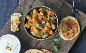 Indiase pompoenwok en makkelijk naanbrood wokking lekker