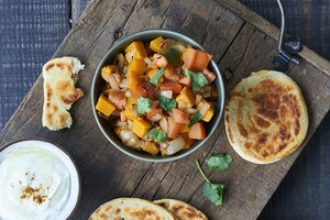 Indiase pompoenwok en makkelijk naanbrood wokking lekker