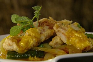 Gebakken meerval met bulgur zure saus