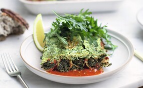 Cannelloni met groene groenten, romige ricotta en basilicumsaus