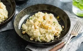 Risotto met witte asperges, citroen en kervel