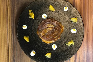 Tarte Tatin van appel en peer met sinaasappelcrème