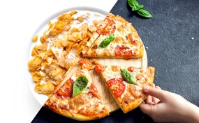 Pizza en ontbijtgranen