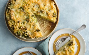 Amerikaanse gebakken Spaghetti taart