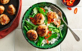 Visballetjes met ketjapsaus