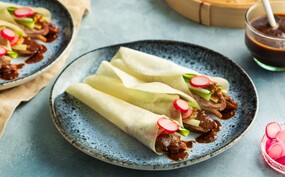 Snelle pekingeend met Chinese pannenkoekjes