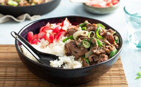Koreaanse bulgogi rijstbowl