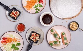 Vietnamese rijstrolletjes met kip van de gourmet 