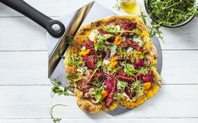 Winterse Pompoenpizza met Gegrilde Bavette