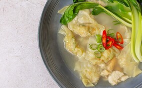 Wontonsoep met garnaal