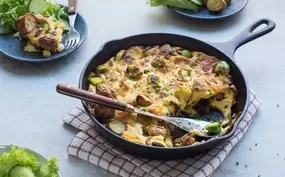 Ovenschotel met spruitjes en krieltjes