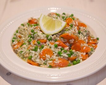 Zijdezachte zalmrisotto