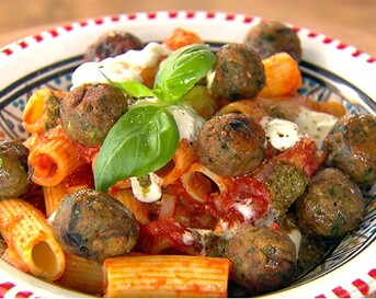Vesuvio sul piatto (aubergineballen met tomatensaus)
