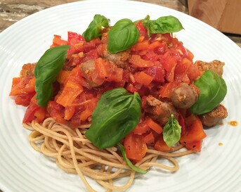 Pasta met lamsworstjes