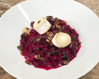 Bietenrisotto met geitenkaas