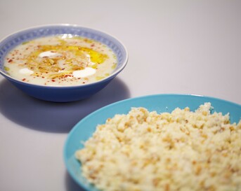 Arabische bloemkoolsoep en bloemkoolcouscous met pijnboompitjes
