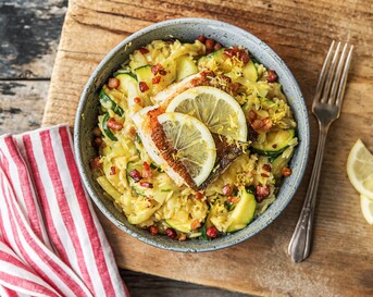 Orzo-risotto met roodbaarsfilet