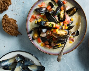 Clam chowder soep