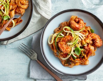 Tagliatelle met pittige garnalen