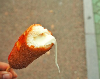 Cheesy Korean corn dogs