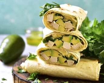 Wraps met kokoskip en guacamole