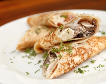 Pannenkoek met pittige kip