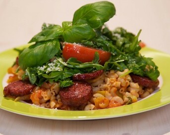 Pittige macaroni met chorizo