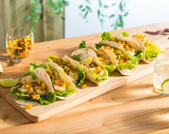 Taco's met gebakken garnaal