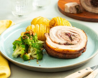 porchetta met romanesco en hasselback