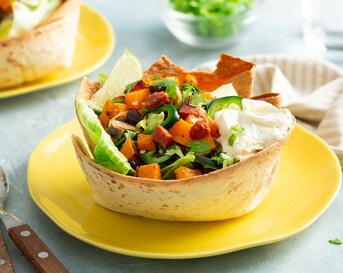 Taco-bowl met pompoen