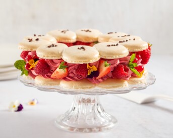 Macarontaart met framboos 