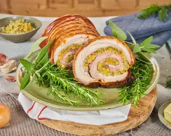 Snel met Mil kerst Porchetta met pistache en venkelzaad 