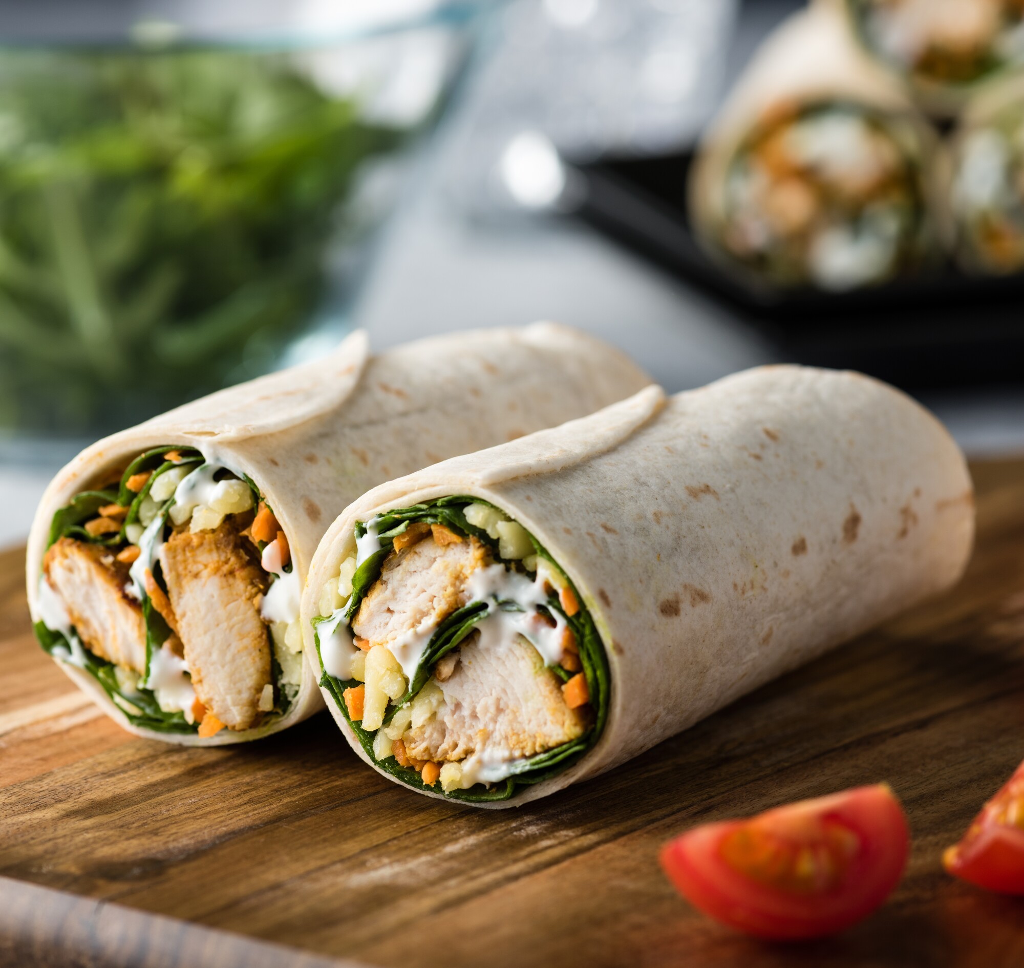 Kerrie kip wraps met mangobanaanshake 24Kitchen