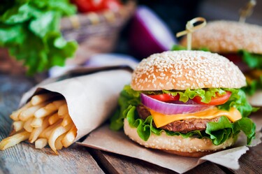 burger and fries