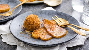 gebakken peren met speculaasijs