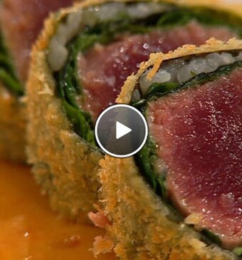 Krokante Tonijnsashimi in wasabi