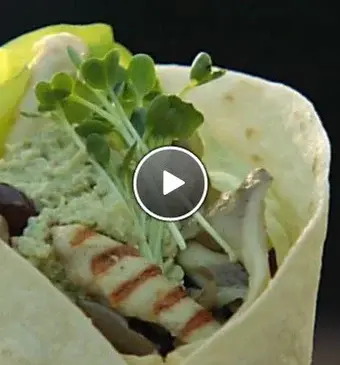 Wraps met gegrilde kip en oesterzwammen