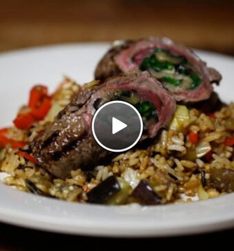 Gevulde runderlapjes met groenterijst