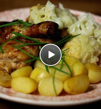 Bloemkool met geitenkaas en drumsticks