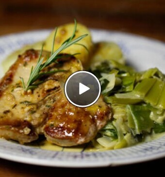 Karbonade met gestoofde prei