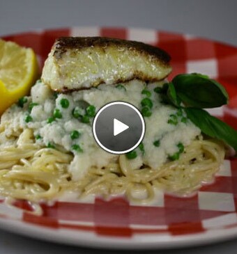 Spaghetti met vis en koolrabisaus