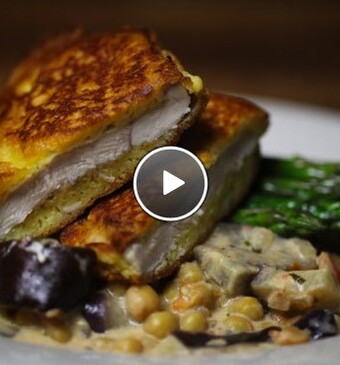 Kip piccata met aubergine-tomatensaus