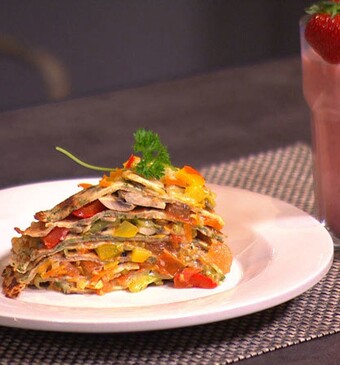 Hartige pannenkoekentaart met vitamineshake