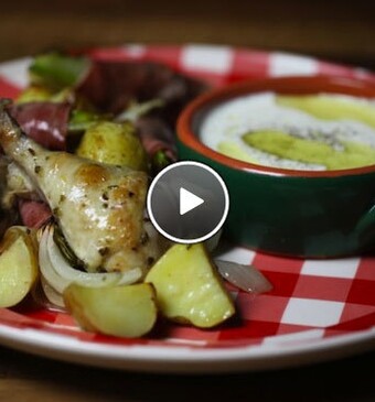 Citroenkip met aardappels uit de oven