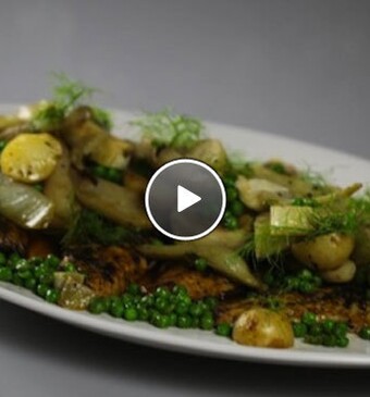 Groenteschotel met vis en artisjok